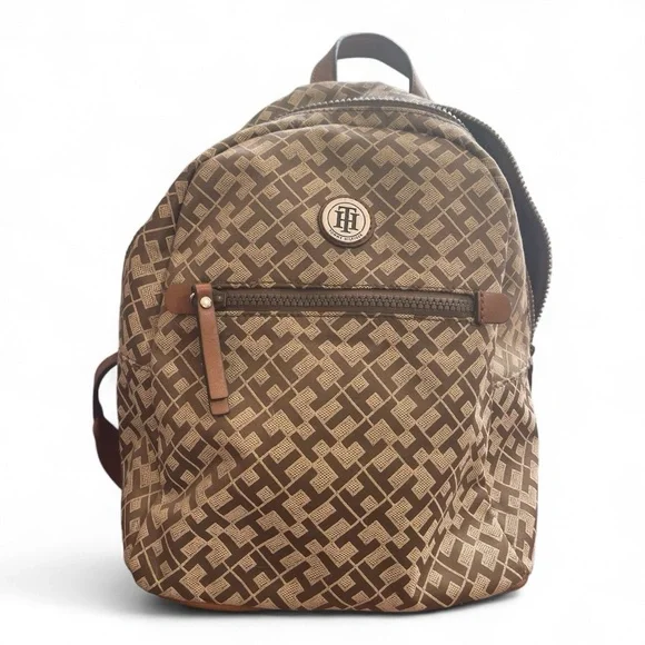 Tommy Hilfiger Tan and Brown Backpack with Signature Monogram - Picture 1 of 7